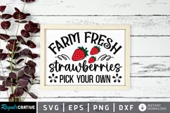 Farm Fresh Strawberries SVG, Farmhouse Sign SVG Design Product Image 1