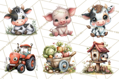Farm Animals Clipart, Barnyard Friends PNG Cute Farm Clipart Product Image 2