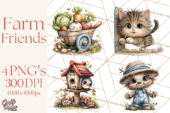 Farm Animals Clipart, Barnyard Friends PNG Cute Farm Clipart Product Image 1