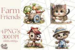 Farm Animals Clipart, Barnyard Friends PNG Cute Farm Clipart Product Image 1