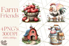 Farm Animals Clipart, Barnyard Friends PNG Cute Farm Clipart Product Image 1