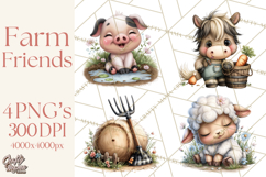 Farm Animals Clipart, Barnyard Friends PNG Cute Farm Clipart Product Image 1