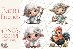 Farm Animals Clipart, Barnyard Friends PNG Cute Farm Clipart Product Image 1