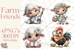 Farm Animals Clipart, Barnyard Friends PNG Cute Farm Clipart Product Image 1