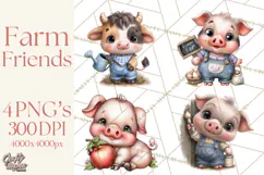 Farm Animals Clipart, Barnyard Friends PNG Cute Farm Clipart Product Image 1