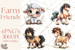 Farm Animals Clipart, Barnyard Friends PNG Cute Farm Clipart Product Image 1