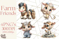 Farm Animals Clipart, Barnyard Friends PNG Cute Farm Clipart Product Image 1