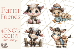 Farm Animals Clipart, Barnyard Friends PNG Cute Farm Clipart Product Image 1