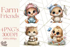 Farm Animals Clipart, Barnyard Friends PNG Cute Farm Clipart Product Image 1