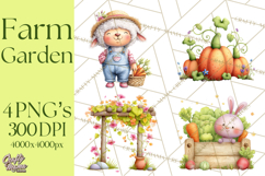 Farm Animals Gardening Clipart PNG, Garden Farm Animals Product Image 1