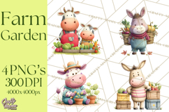 Farm Animals Gardening Clipart PNG, Garden Farm Animals Product Image 1