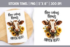 Farmhouse Kitchen Towel Sublimation Design | Floral Cow PNG Product Image 1