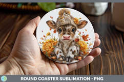 GorgeousFarm Knit Hat Round Coaster design.