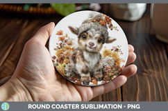 GorgeousFarm Knit Hat Round Coaster design.