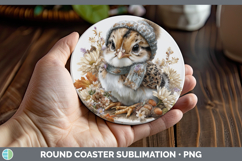 GorgeousFarm Knit Hat Round Coaster design.