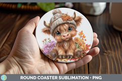 GorgeousFarm Knit Hat Round Coaster design.