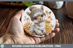 GorgeousFarm Knit Hat Round Coaster design.