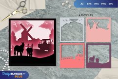 3D Shadowbox Horses in The Farm Layered Papercut Product Image 1