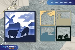 3D Shadowbox Pigs in The Farm Layered Papercut Product Image 1