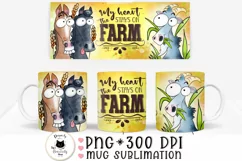 farm life mug wraps with horses and goat shown on mugs