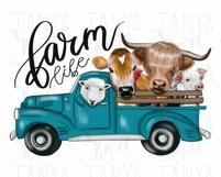 Farm Animals | Sublimation Png | Hand Drawn |Turquoise Truck Product Image 8