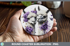 GorgeousFarm Purple Drips Round Coaster design.