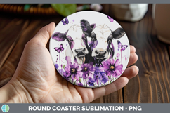 GorgeousFarm Purple Drips Round Coaster design.