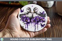 GorgeousFarm Purple Drips Round Coaster design.