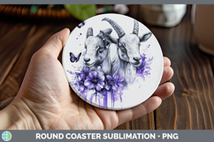 GorgeousFarm Purple Drips Round Coaster design.