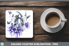 GorgeousFarm Purple Drips Square Coaster design.