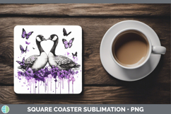 GorgeousFarm Purple Drips Square Coaster design.