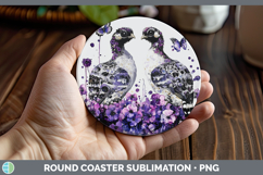 GorgeousFarm Purple Drips Round Coaster design.