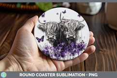 GorgeousFarm Purple Drips Round Coaster design.