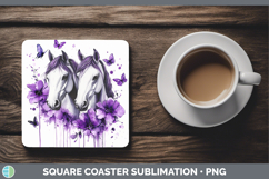 GorgeousFarm Purple Drips Square Coaster design.
