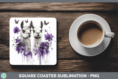 GorgeousFarm Purple Drips Square Coaster design.