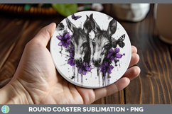 GorgeousFarm Purple Drips Round Coaster design.
