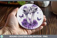 GorgeousFarm Purple Drips Round Coaster design.