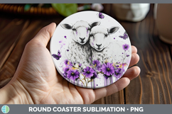GorgeousFarm Purple Drips Round Coaster design.