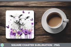 GorgeousFarm Purple Drips Square Coaster design.