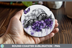 GorgeousFarm Purple Drips Round Coaster design.