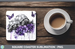 GorgeousFarm Purple Drips Square Coaster design.