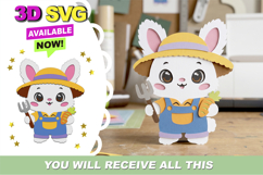 Cute Farm Bunny Kawaii 3D SVG Product Image 1