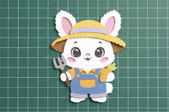 Cute Farm Bunny Kawaii 3D SVG Product Image 4