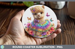GorgeousFarm Rainbow Summer Round Coaster design.