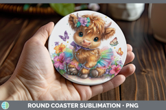 GorgeousFarm Rainbow Summer Round Coaster design.
