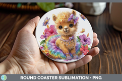 GorgeousFarm Rainbow Summer Round Coaster design.