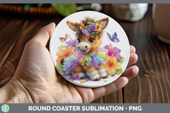 GorgeousFarm Rainbow Summer Round Coaster design.