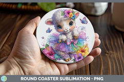 GorgeousFarm Rainbow Summer Round Coaster design.