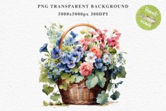 Farm Spring Flowers Basket Vase Daisies Pansies Lilies Roses PNG Scrapbooking Art Watercolor Transparent wedding invitation shirt designs romantic digital bloom watercolor floral Snapdragon, flowers Lilies, white pink peonies, spring Daisies, wedding invi