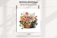 Farm Spring Flowers Basket Vase Daisies Pansies Lilies Roses PNG Scrapbooking Art Watercolor Transparent wedding invitation shirt designs romantic digital bloom watercolor floral Snapdragon, flowers Lilies, white pink peonies, spring Daisies, wedding invi